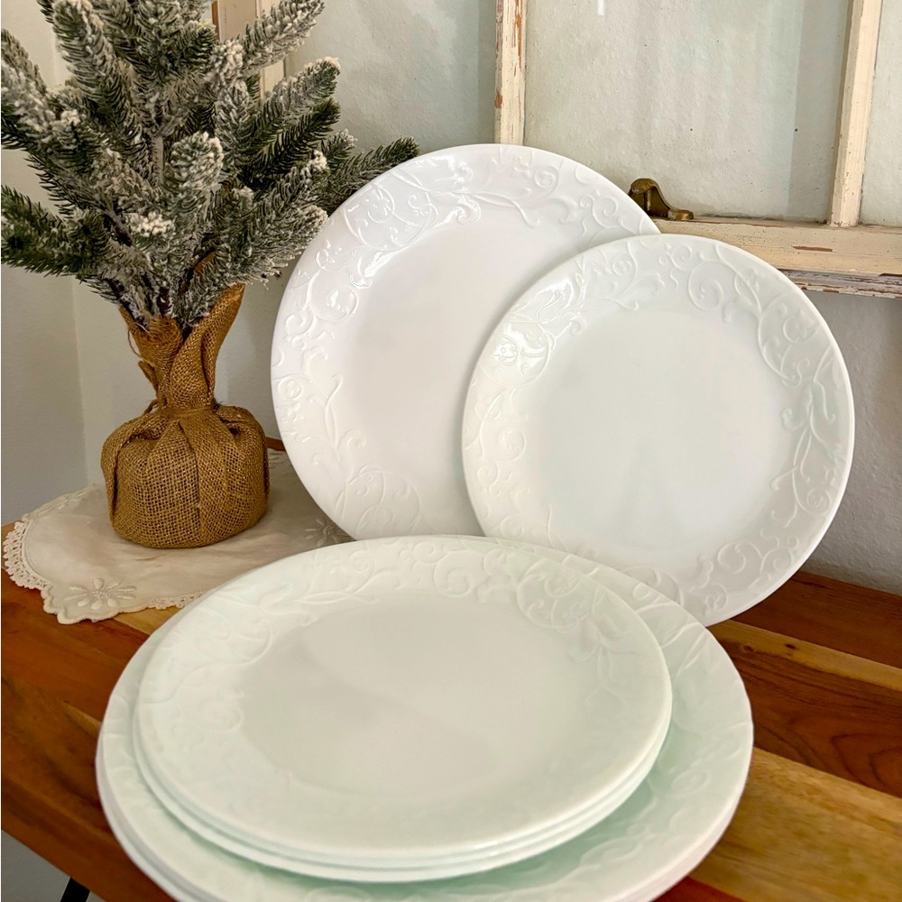 Corelle Bella Faenza White Dinner and Salad Plate Set